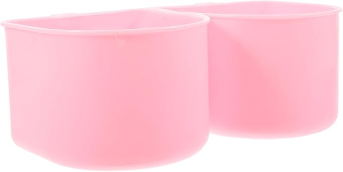 Kichvoe Pet Hanging Feeding Bowl with Hooks, Cage-Mounted Small Animal Feeder, Pink Rabbit and Dog Cage Bowl Holder for Kennel and Bird Cage Use