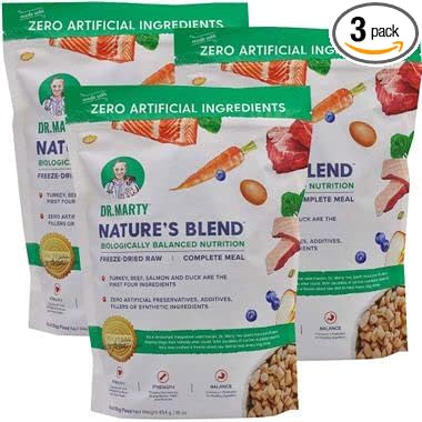 Dr. Marty Nature's Blend Freeze-Dried Raw Dog Food 48 oz (3 Bags x 16 oz)