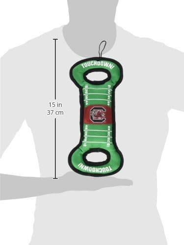 Pets First NCAA Football Field Dog Toy with Squeaker. - South Carolina Gamecocks - for Tug, Toss, and Fetch. - Tough & Durable PET Toy, 1 Count (Pack of 1)
