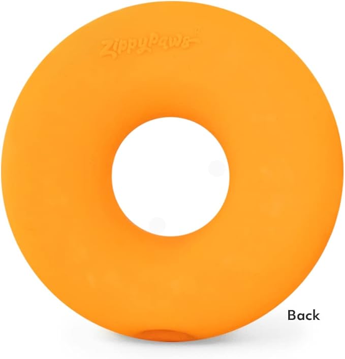 ZippyPaws Latex Donutz, Durable Dog Toy for Interactive Play, No Stuffing - Chocolate & Blueberry (2-Pack)