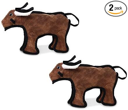 TUFFY - World's Tuffest Soft Dog Toy -Barnyard- Multiple Layers. Made Durable, Strong & Tough. Interactive Play (Tug, Toss & Fetch). Machine Washable & Floats. (Bull, Jr 2 Pack)
