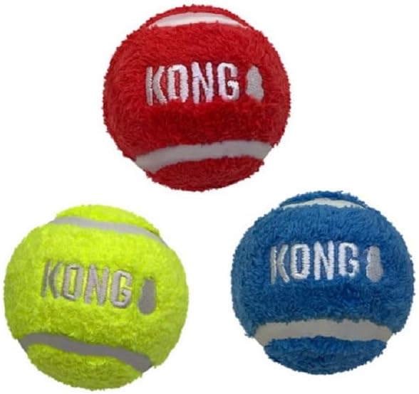 KONG Sport Softies Sherpa Fleece Covered Tennis Balls No Squeaker Quiet Dog Toy (Medium)
