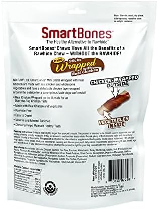 SmartBones Chicken-Wrapped Sticks, Treat Your Dog to a Rawhide-Free Chew Made with Real Chicken and Vegetables 6.6 Ounce (pack of 24)