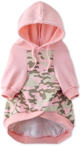 Pet Passion Rocky II - The Extra Comfy Hoodie, Organic Cotton and Recycled Poly Dog Hoodie Pet Coat Sweater for Small, Medium, Large Dogs, Pink Half Camo, Medium