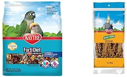 Kaytee Forti-Diet Pro Health Conure and Lovebird Pet Bird Food, 4 Pound Spray Millet Treat for Pet Birds, 7 Ounce Bundle
