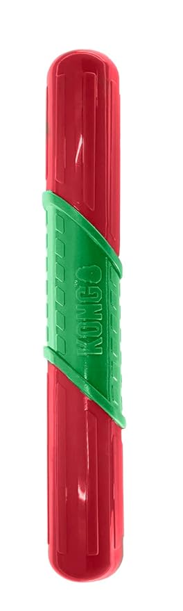 KONG Puppy Dog Toy, Holiday CoreStrength Rattlez Stick, Assorted, Large, Red/Green