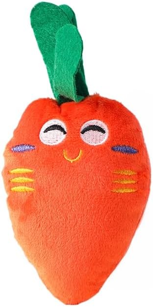 Plush Vegetable Pet Toy with Squeaker, Interactive Chew Toy for Cats and Dogs, Durable and Soft for Comfort, Training, and Boredom Relief (Carrot)