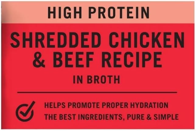 Pure~Balance Classic Starters Gourmet Cat Treats, Shredded Chicken & Beef in Broth, High Protein, Soft Treats ~ 5 Pouches of 1.4 Oz Inside, Wet Cat Treat Adult Cats ~ (4 Box) ~ (1 Pack)