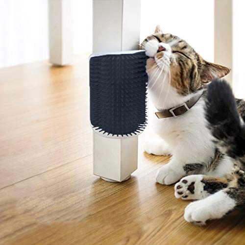 Hub's Gadget 2 Pack Cat Self Groomer, Wall Corner Massage Comb Grooming Brush, Black