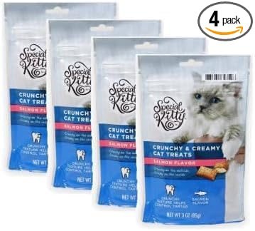 Special~Kitty Crunchy and Creamy Cat Treats Salmon Flavor, 3 oz Pack of 4
