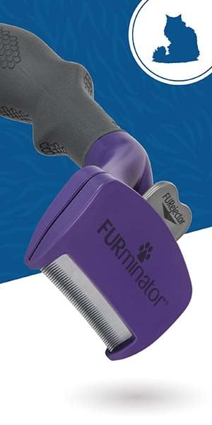FURminator deShedding Tool For Medium to Large Cats With Short Hair, Removes Loose Hair From Shedding