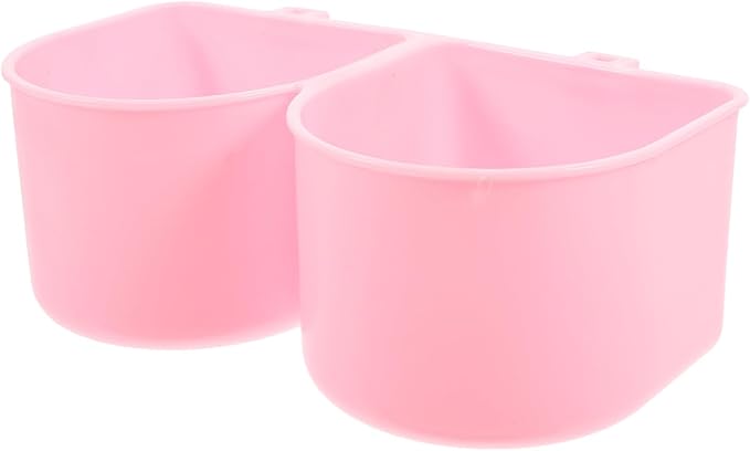 Abaodam Small Pet Hanging Feeding Bowl for Cage, Plastic Water and Food Dish with Hooks, No Spill Puppy and Bird Cage Feeder, Pink, Suitable for Dogs, Cats, Rabbits, and Parakeets