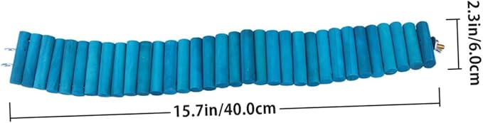Pet Wooden Ladder for Hamsters and Parrots, Round Wood Climbing Ramp 6x40cm, Sky-Blue Small Animal Climbing Accessory for Birdcage and Hamster Habitat