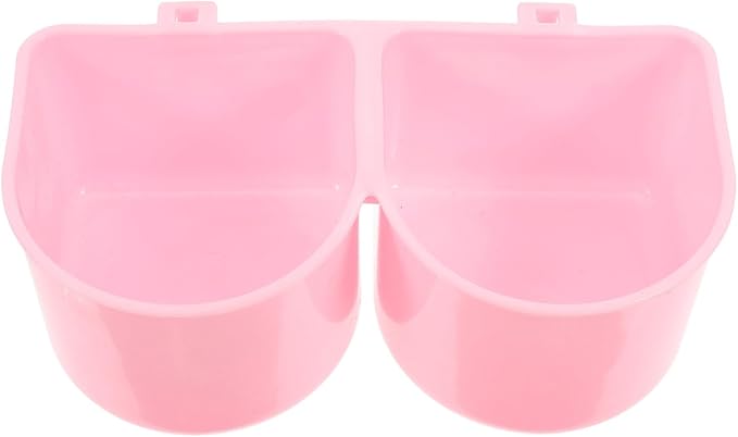 Kisangel Pet Hanging Feeding Bowl with Hooks, Small Dog Water Bowl for Crate, Rabbit and Bird Cage Feeder, Pink Universal Hanging Food Dish for Puppies and Small Animals