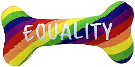 Huxley & Kent for Dogs | Pride Equality Bone (Large) | Rainbow Power Plush Dog Toy with Squeaker | Funny Dog Toy | Cute Dog Toy | H&K Squeaky Dog Toy