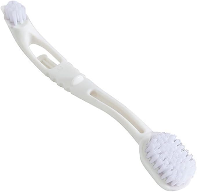 Bird Cage Cleaning Brush with Long Ergonomic Handle, Dual-Function Brush Heads for Cleaning Bird Parrot Cage Kennels Perches (1, Beige)