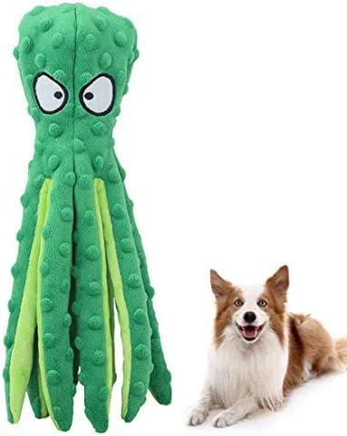 Laytek Squeaky Octopus Dog Toys for Large Dogs, No Stuffing Crinkle Paper Plush Dog Toys for Puppy Teething, Durable Interactive Dog Toys for Small Medium Dogs (Green)