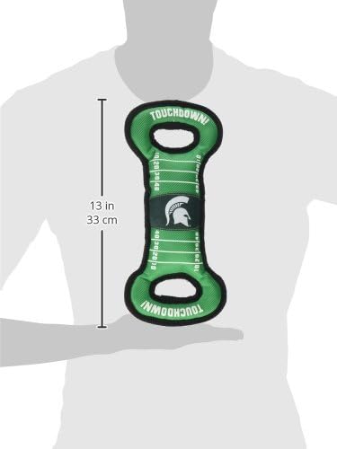 NCAA Football Field Dog Toy with Squeaker. - Michigan State Spartans - for Tug, Toss, and Fetch. - Tough& Durable PET Toy