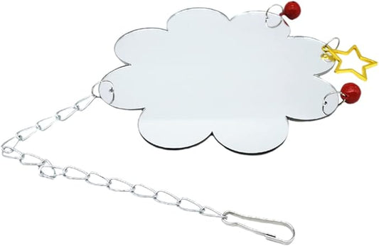 Bird Cage Accessory Chicken Mirror Toy Bell Hanging Mirror for Pet Chickens Toys for Birds
