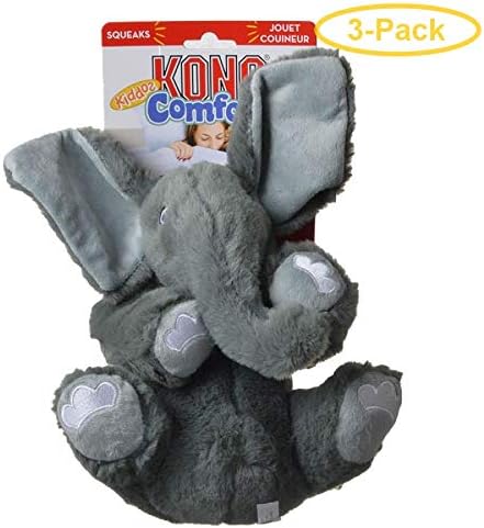 KONG Comfort Kiddos Dog Toy - Elephant Large - (6.2" W x 8.8" H) - Pack of 3