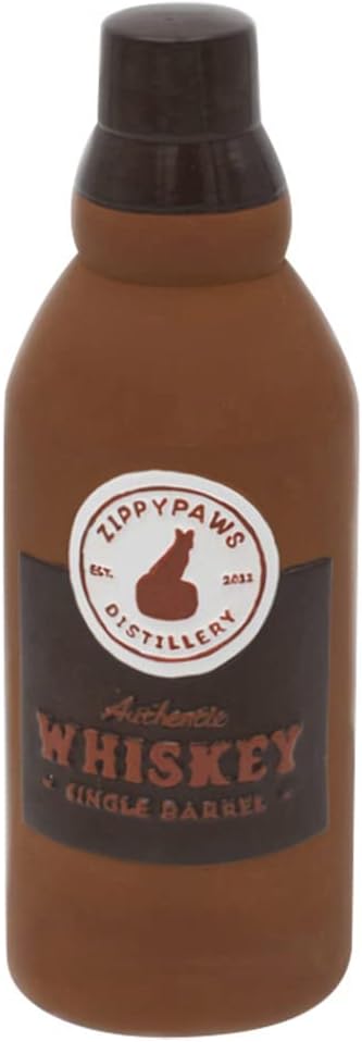 ZippyPaws Latex Happy Hour Crusherz - Zippy Paws Dog Toy for Large and Small Dogs, Crinkle Dog Toy with No Stuffing, Squeaky Dog Toy Pack of 1, Whiskey