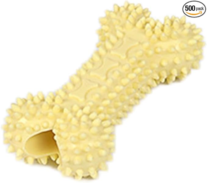 Pet Toys with Bone Shapes, Grinding Teeth Sticks, Cat and Dog Supplies, Stress Relieving Toys (Yellow)