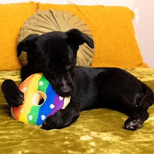 Huxley & Kent for Dogs | Pride Donut (Small) | Rainbow Power Plush Dog Toy with Squeaker | Funny Dog Toy | Cute Dog Toy | H&K Squeaky Dog Toy