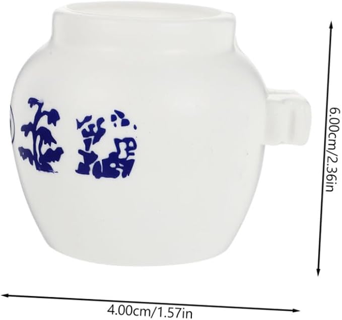 KALLORY 5pcs Large Round Parrot Food Bowls Set Blue and White Porcelain Style Bird Feeding Cups Water Holders Compatible Bird Cages for Parrots and Small