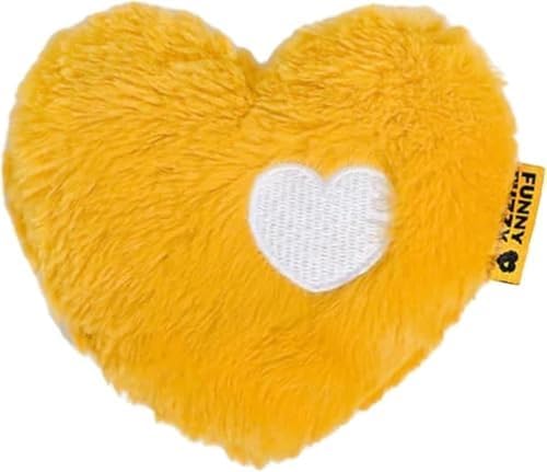 FUNNY FUZZY Dog Toy, Heart Plush Squeaky Dog Toy for Puppy Cats with Soft Squeaker, Fun for Indoor Puppies and Kitten, Pet Toy for Small Medium Large Breeds, Yellow,1PC