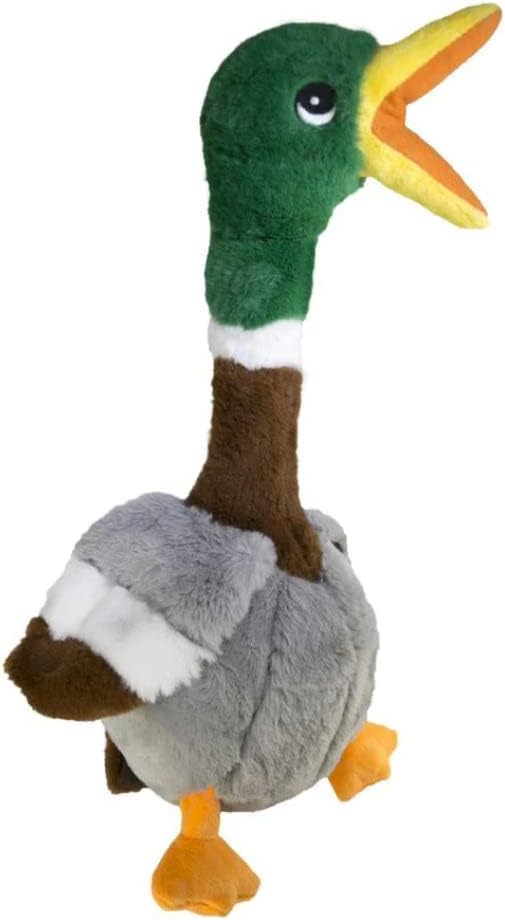 KONG Shakers Honkers Duck - Long Plush Toy with Low Tone Squeaker (Large)