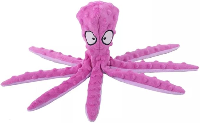 Laytek Squeaky Octopus Dog Toys for Large Dogs, No Stuffing Crinkle Paper Plush Dog Toys for Puppy Teething, Durable Interactive Dog Toys for Small Medium Dogs (Purple)