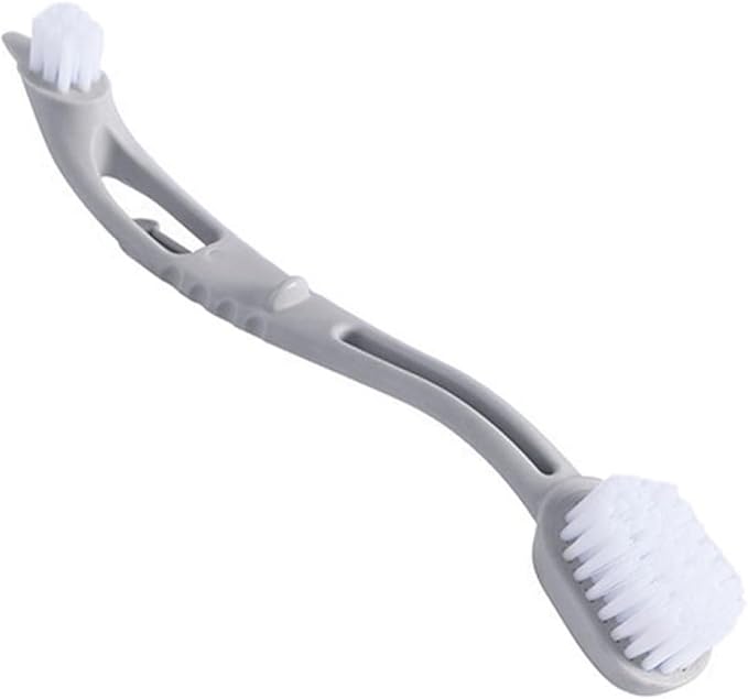 1 Piece Bird Cage Cleaning Brush with Long Ergonomic Handle, Dual-Function Brush Heads for Cleaning Bird Parrot Cage Kennels Perches (Gray)
