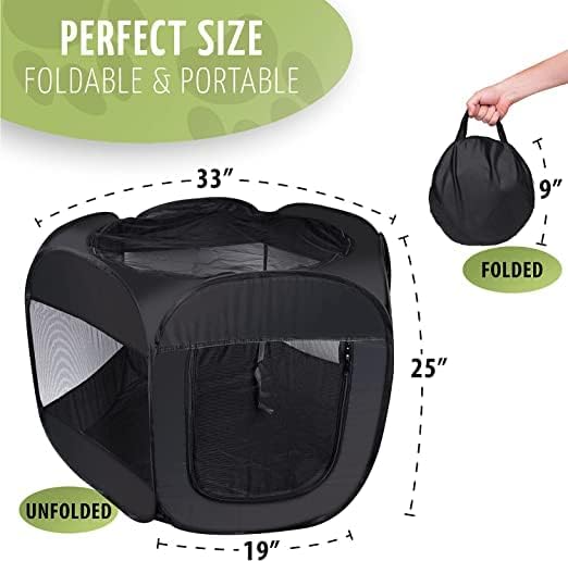 ZONETECH Portable Fold-able Pet Playpen Tent – Medium Size Premium Quality Indoor Outdoor Mesh Open Air Exercise Pop-Up Cage for Dogs and Cats (2 Pack)