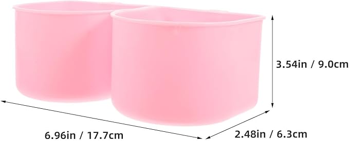 Pet Cage Hanging Food and Water Bowl for Small Animals, Portable Plastic Hanging Feeder Compatible with Dog Crates and Bird Cages, Pink Bowl for Parakeet, Rabbit, and Ferret