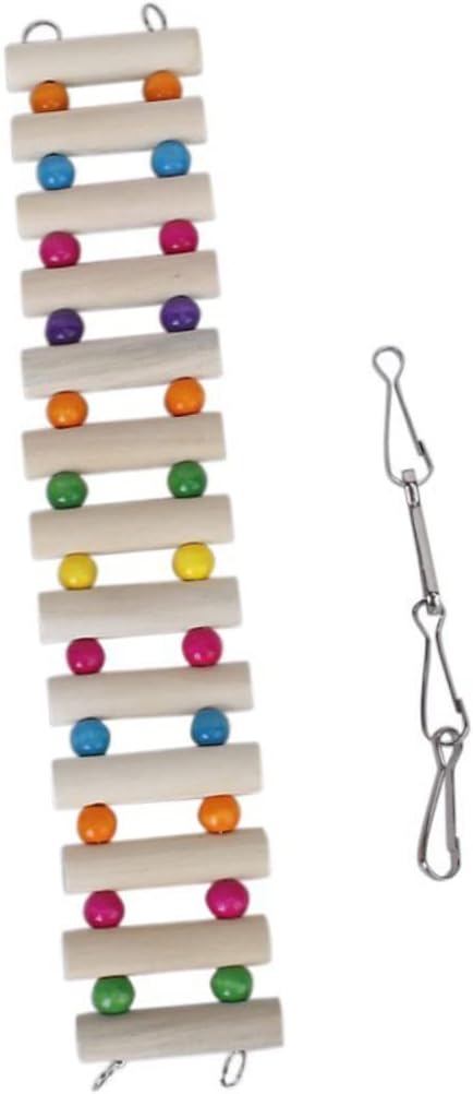 Toddmomy Wooden Parrot Swing Toy 30cm Ladder Animal Toy Bridge for Birds Squirrels Gerbils with Hooks Bird Cage Accessory for Climbing Chewing