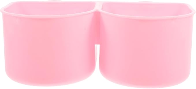 WOONEKY Pet Hanging Feeding Bowl for Dogs and Rabbits, Cage Bowl Holder with Water and Food Dish, Small Animal Feeder Compatible with Dog Kennels and Bird Cages, Pink