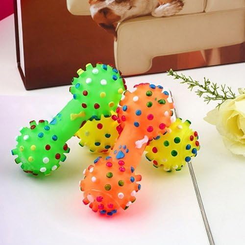 Soft Small Rubber Bone Pet Dog Puppy Cat Toys–Pet Chew Toy Squeaky Colorful Dot Toy for Puppy Games