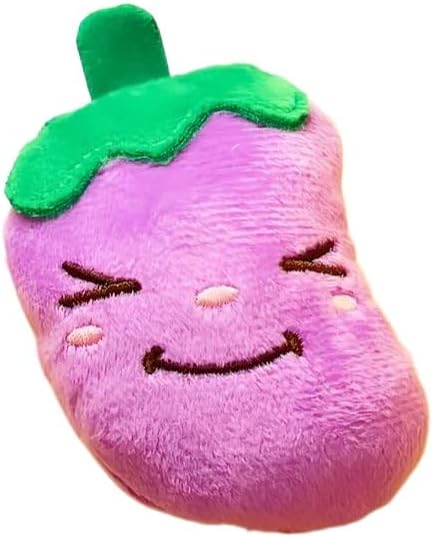 Plush Vegetable Pet Toy with Squeaker, Interactive Chew Toy for Cats and Dogs, Durable and Soft for Comfort, Training, and Boredom Relief (Eggplant)