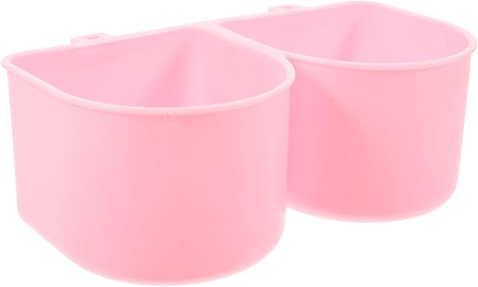 Beaupretty Pet Hanging Food and Water Bowl for Dog Crate and Bird Cage, Plastic Small Animal Feeder with Clip, Universal Pet Food Dish for Cats, Puppies, Rabbits, Ferrets, Pink