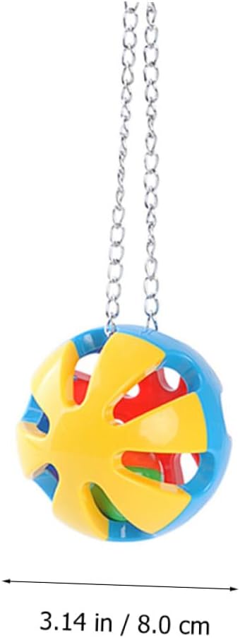 DOITOOL 2pcs Tricolor Hanging Parrot Balls 8cm Diameter Plastic Chewing Plaything for Pet Birds Cage Accessories