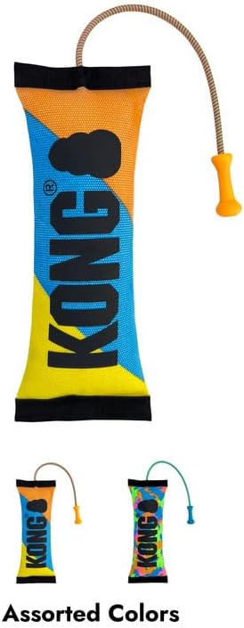 KONG Wubba Ballistic High-Viz Dog Toy – Squeaky Durable Tug & Toss Toy – Bright Colors for High Visibility – (High-Viz Wubba/Bumper Combo)