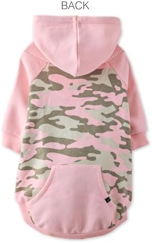 Pet Passion Rocky II - The Extra Comfy Hoodie, Organic Cotton and Recycled Poly Dog Hoodie Pet Coat Sweater for Small, Medium, Large Dogs, Pink Half Camo, Small