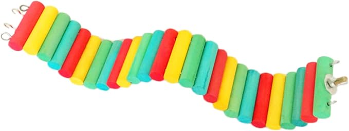 Happyyami 1pc Colorful Parrot Ladder Natural Wood Climbing Toy for Hamsters and Pets Exercise Bridge Safe and Sturdy Design for Bird Cages and Pet Accessories