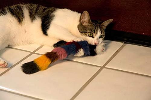 Iconic Pet Set of 2 Fur Weasel Toy(One Brown/White, One Multicolored) with Squeaker for Pets, Best Pet Play Toy for Dogs & Cats, Fun Cat Toys, Dog Toys to Beat Boredom & Satisfy Hunting Instincts