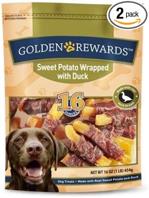Golden Rewards Sweet Potato Wrapped with Duck Dog Treats, 32 oz