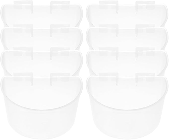 Toyvian 8pcs Hanging Pigeon Feeding Bowls Plastic Bird Cage Cups Water Bowls Large for Pigeon Bird Rabbit Cage Use