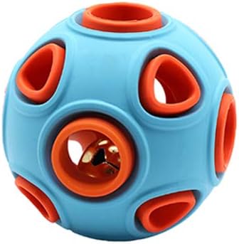 WishLotus Dog Ball Toy, Dog Interactive Toy with Ring Bell Squeak Toys Dog Rubber Bouncy Ball Pet Exercise Game Puzzle Ball to Increase IQ Search & Catch Bite Resistant Chewing Toy (S, Orange&Blue)
