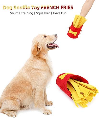 Pet Snuffle Mat for Dogs Cats Boredom, Dog Educational Sound Toys, Interactive Feed Game Toys, Encourages Natural Foraging Skills for Cats Dogs, Stress Relief, be Smarter (French Fries)