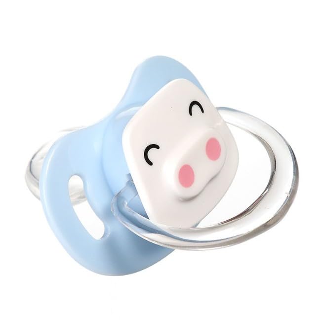 Pet Silicone Calming Pacifier, Dog Pacifiers for Small Dogs, Kitten Pacifiers, Puppy Teething Toys and Cat Chew Toys, Essential Pet Supplies, Puppy Essentials and Kitten Supplies (Blue Pig)
