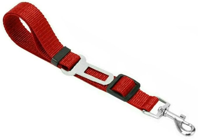 4 Pack Cat Dog Pet Safety Seat Belt Adjustable Clip for Car SUVS Vehicle Harness Lead Leash Seat Tether, (Nylon Fabric- Black, Blue, Red, Purple) (Red)
